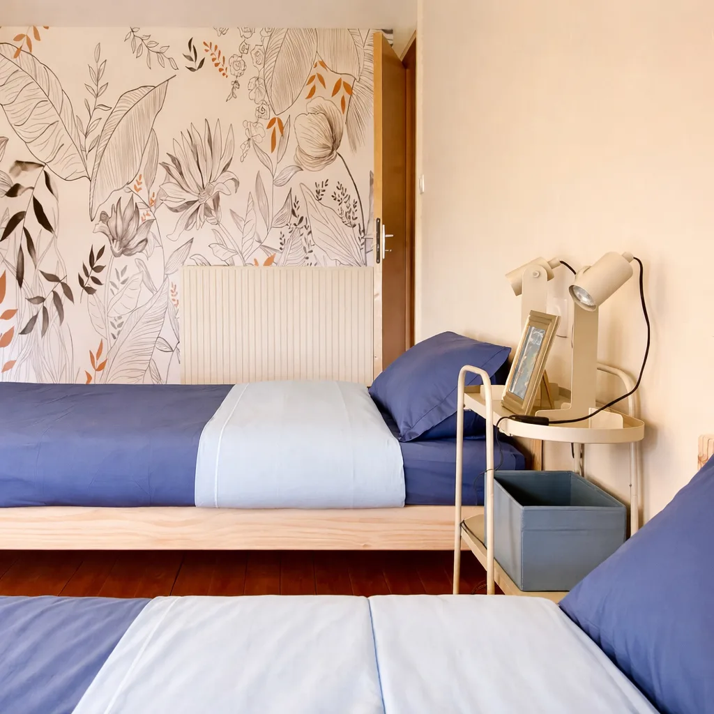 Lit solo dans le Gîte du Gacet à Trévérien en Bretagne en bordure du Canal d'Ille et Rance